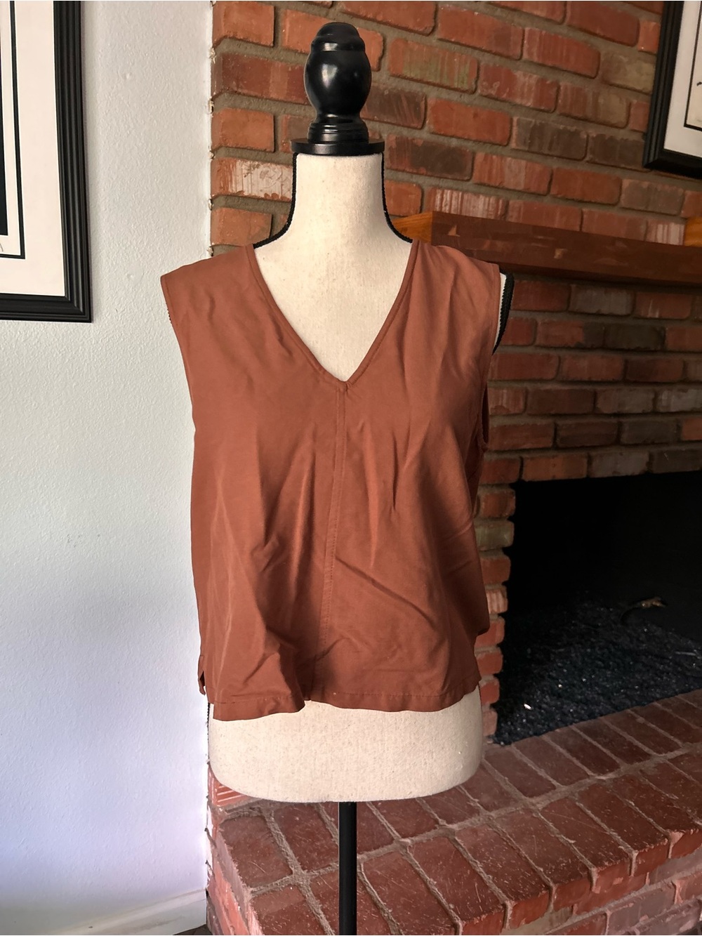 Bridge & Burn Sleeveless V-Neck Tank Top in Burnt Copper Sz S